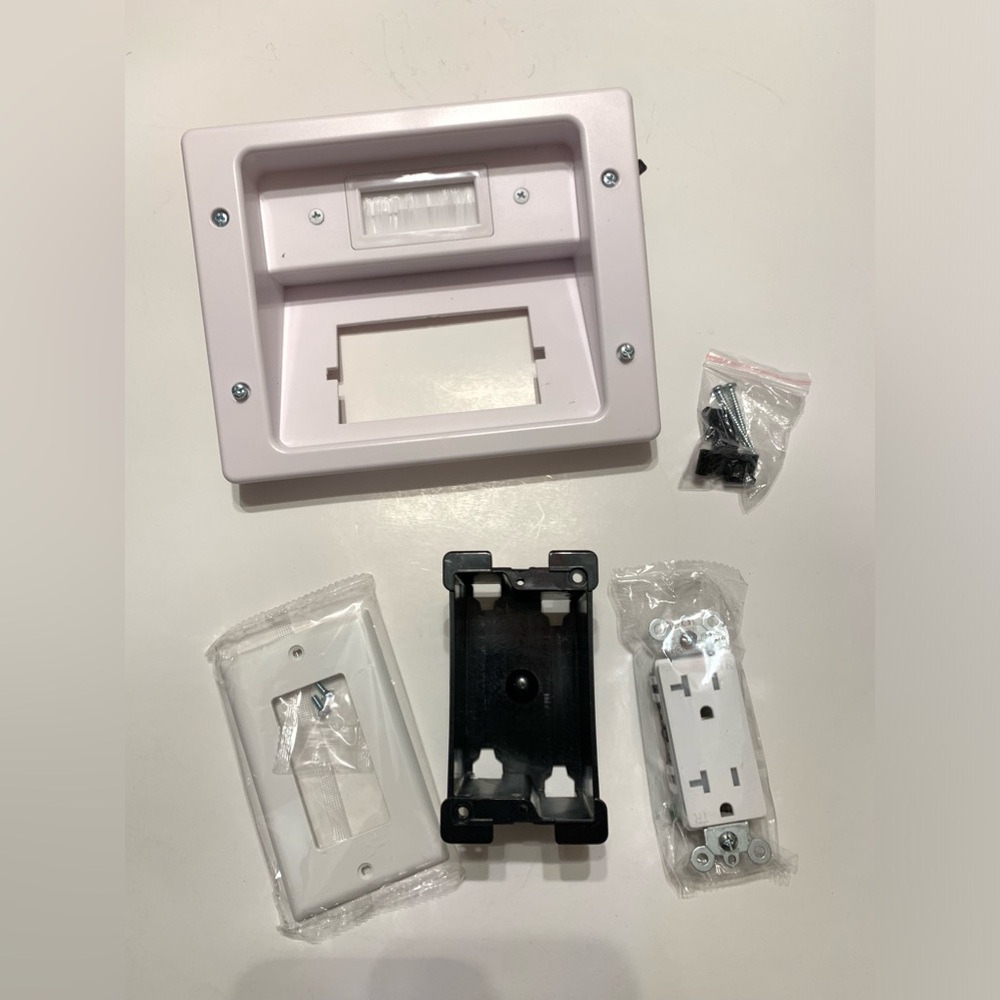 Wall Cable Concealer Management Kit, Recessed Outlet Behind TV for Wall Mount TV